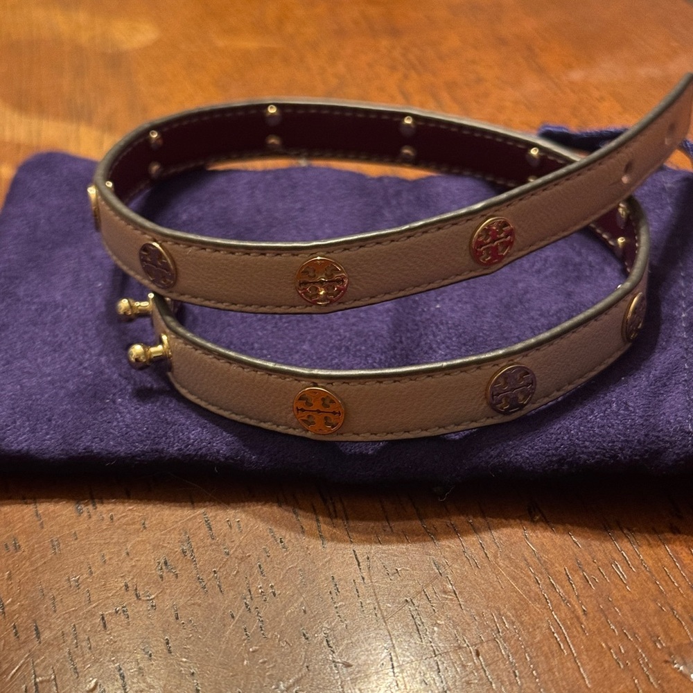 Tory Burch Miller double wrap bracelets - baby pink, gold
